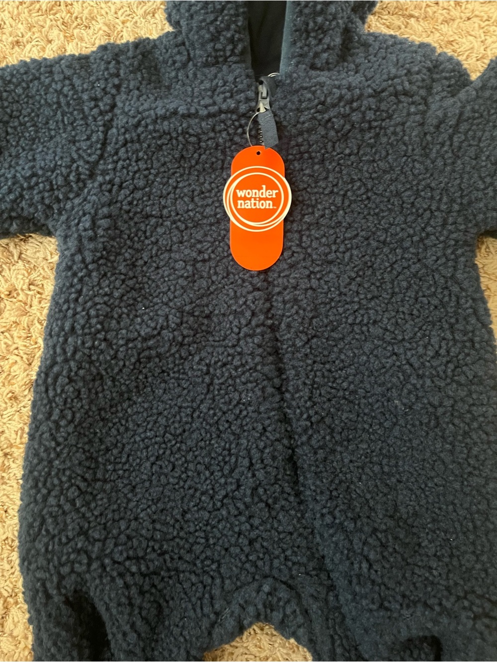 Wonder Nation Baby Unisex Teddy Fleece Pram with Hood - Picture 5 of 11